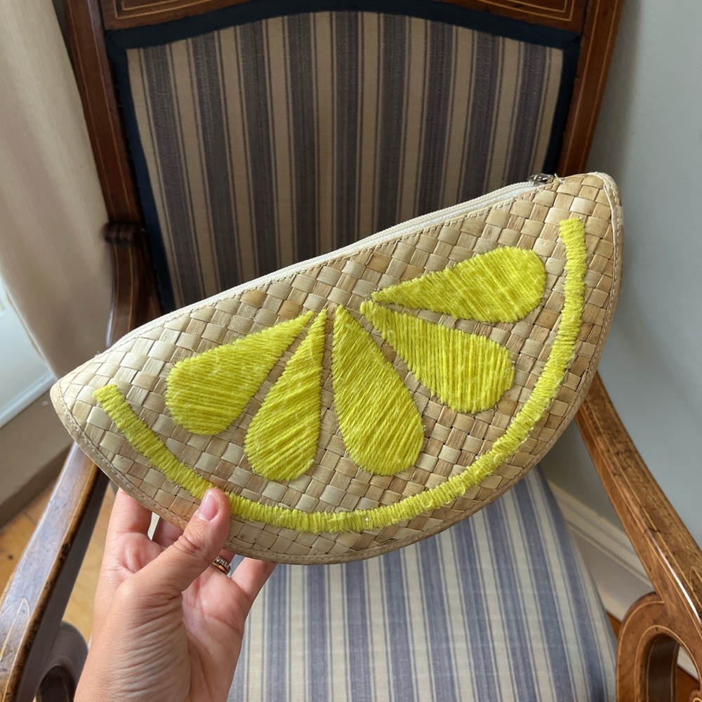 Lemon Raffia Clutch